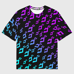 Мужская футболка оверсайз JOJOS BIZARRE ADVENTURE NEON PATTERN НЕОН УЗОР