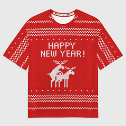 Футболка оверсайз мужская Свитер - вязаные олени, цвет: 3D-принт