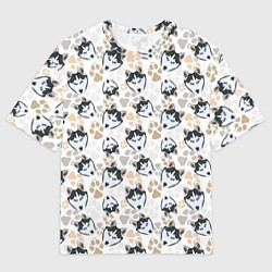 Мужская футболка оверсайз Собака Сибирский Хаски