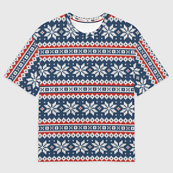 Футболка оверсайз мужская Knitted Christmas Pattern, цвет: 3D-принт