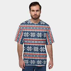 Футболка оверсайз мужская Knitted Christmas Pattern, цвет: 3D-принт — фото 2