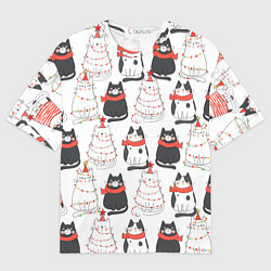 Футболка оверсайз мужская НОВОГОДНИЕ КОТИКИ 2022, цвет: 3D-принт