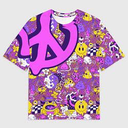 Мужская футболка оверсайз Психоделика Существа Знаки