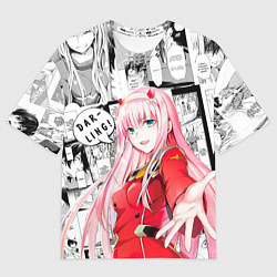 Футболка оверсайз мужская Zero Two Зеро ту на манге фрейм, цвет: 3D-принт