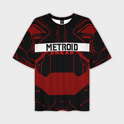 Мужская футболка оверсайз Metroid Dread Black Red Logo