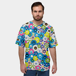 Футболка оверсайз мужская Takashi Murakami Улыбающиеся цветы, цвет: 3D-принт — фото 2