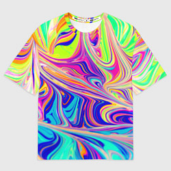 Мужская футболка оверсайз Аномально яркие цветные разводы