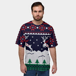 Футболка оверсайз мужская СВИТЕР С ОЛЕНЯМИ DEER SWEATER, цвет: 3D-принт — фото 2