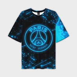 Футболка оверсайз мужская PSG NEON STYLE SPORT ПСГ НЕОН, цвет: 3D-принт