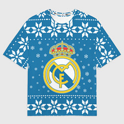 Футболка оверсайз мужская Реал Мадрид Новогодний, цвет: 3D-принт