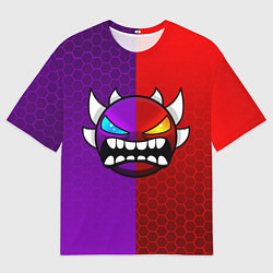 Мужская футболка оверсайз Geometry Dash: Violet x Red
