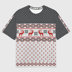 Футболка оверсайз мужская НОВОГОДНИЙ УЗОР, цвет: 3D-принт