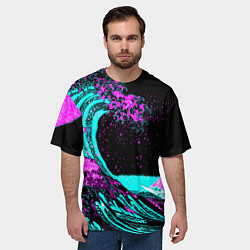 Футболка оверсайз мужская НЕОНОВАЯ ЯПОНИЯ, ВОЛНА, ФУДЗИЯМА NEON JAPAN, цвет: 3D-принт — фото 2