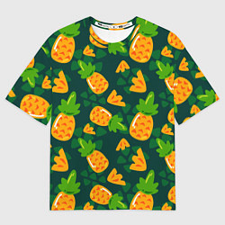 Мужская футболка оверсайз Ананасы Много ананасов