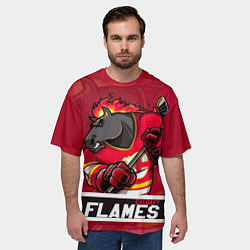 Футболка оверсайз мужская Калгари Флэймз, Calgary Flames, цвет: 3D-принт — фото 2