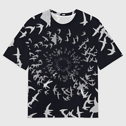 Футболка оверсайз мужская Веер птиц, цвет: 3D-принт
