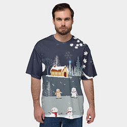 Футболка оверсайз мужская Снеговики и Мишки 2022, цвет: 3D-принт — фото 2