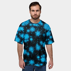 Футболка оверсайз мужская НОВОГОДНИЕ НЕОНОВЫЕ СНЕЖИНКИ 2022 НОВЫЙ ГОД, цвет: 3D-принт — фото 2