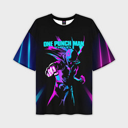 Футболка оверсайз мужская Неоновый Сайтама One Punch-Man, цвет: 3D-принт