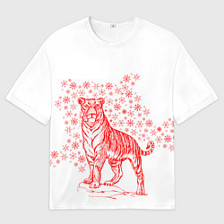 Футболка оверсайз мужская Символ года тигр 2022, цвет: 3D-принт