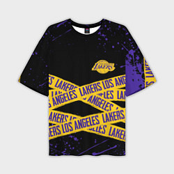 Мужская футболка оверсайз LAKERS LOGO БРЫЗГИ КРАСОК