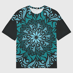 Мужская футболка оверсайз Зеленая мандала