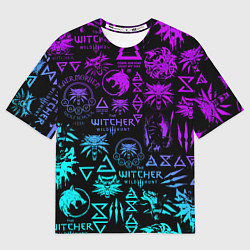Футболка оверсайз мужская ВЕДЬМАК ЛОГОБОМБИНГ НЕОН, цвет: 3D-принт
