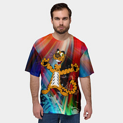 Футболка оверсайз мужская Новогодний тигр пляшет, цвет: 3D-принт — фото 2