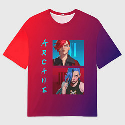 Мужская футболка оверсайз Вай и Джинкс Аркейн