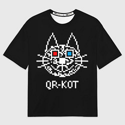 Футболка оверсайз мужская QR кот в стерео очках, цвет: 3D-принт