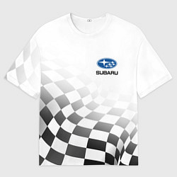Мужская футболка оверсайз Subaru, Субару Спорт, Финишный флаг