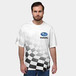 Футболка оверсайз мужская Subaru, Субару Спорт, Финишный флаг, цвет: 3D-принт — фото 2