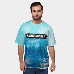 Футболка оверсайз мужская SnowRunner СноуРаннер логотип, цвет: 3D-принт — фото 2