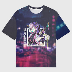 Футболка оверсайз мужская Кэ Цин Keqing, Genshin Impact стиль киберпанк, цвет: 3D-принт