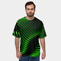 Футболка оверсайз мужская Волны изумрудного металла, цвет: 3D-принт — фото 2