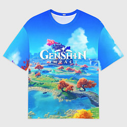 Футболка оверсайз мужская МИР ГЕНШИН ИМПАКТ WORLD GENSHIN IMPACT, цвет: 3D-принт