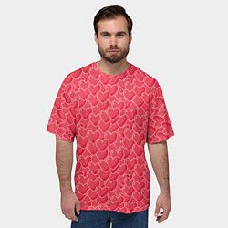 Футболка оверсайз мужская Моя Любовь сердечки, цвет: 3D-принт — фото 2