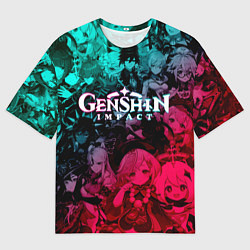 Футболка оверсайз мужская GENSHIN IMPACT NEON HEROES ГЕНШИН ИМПАКТ НЕОН ГЕРО, цвет: 3D-принт