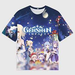 Футболка оверсайз мужская НОВЫЙ ГОД В ГЕНШИН ИМПАКТ 2022 MERRY CHRISTMAS GEN, цвет: 3D-принт