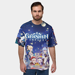 Футболка оверсайз мужская НОВЫЙ ГОД В ГЕНШИН ИМПАКТ 2022 MERRY CHRISTMAS GEN, цвет: 3D-принт — фото 2