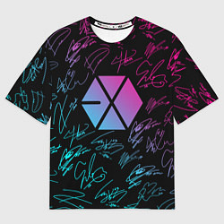 Футболка оверсайз мужская EXO BAND НЕОНОВЫЕ АВТОГРАФЫ, цвет: 3D-принт