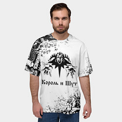 Футболка оверсайз мужская КОРОЛЬ И ШУТ ЧЁРНО БЕЛЫЙ, цвет: 3D-принт — фото 2