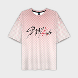 Мужская футболка оверсайз Stray kids лого, K-pop ромбики