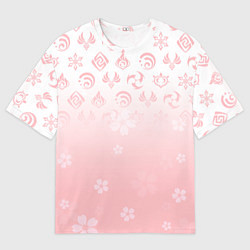 Футболка оверсайз мужская ГЕНШИН ИМПАКТ ЯПОНИЯ САКУРА ЦВЕТОК, цвет: 3D-принт