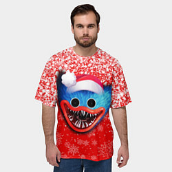 Футболка оверсайз мужская POPPY PLAYTIME ХАГИ ВАГИ НОВОГОДНИЙ, СНЕЖИНКИ, цвет: 3D-принт — фото 2