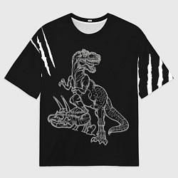 Футболка оверсайз мужская Тираннозавр Скелет, цвет: 3D-принт
