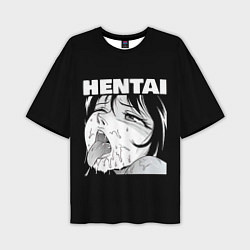 Мужская футболка оверсайз HENTAI девочка ahegao