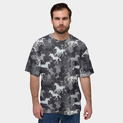 Футболка оверсайз мужская Табун Лошадей, цвет: 3D-принт — фото 2