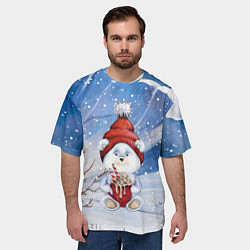 Футболка оверсайз мужская Медвежонок 2022 новогодний, цвет: 3D-принт — фото 2