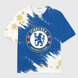 Футболка оверсайз мужская НОВОГОДНИЙ ЧЕЛСИ, CHELSEA НОВЫЙ ГОД, цвет: 3D-принт